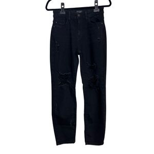 Judy Blue Jeans Womens Size 7/28 Black Boyfriend Fit Distressed High Rise Denim